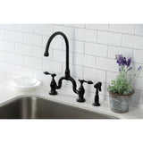 Tudor Two-Handle 3-Hole Deck Mount Bridge Kitchen Faucet with Brass Side Sprayer