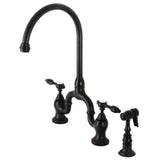 Tudor Two-Handle 3-Hole Deck Mount Bridge Kitchen Faucet with Brass Side Sprayer