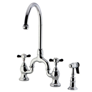 Essex Two-Handle 3-Hole Deck Mount Bridge Kitchen Faucet with Brass Side Sprayer