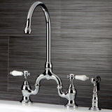 Bel-Air Two-Handle 3-Hole Deck Mount Bridge Kitchen Faucet with Brass Side Sprayer