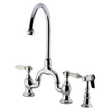 Bel-Air Two-Handle 3-Hole Deck Mount Bridge Kitchen Faucet with Brass Side Sprayer