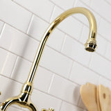 English Country Two-Handle 3-Hole Deck Mount Bridge Kitchen Faucet with Brass Side Sprayer