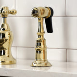 English Country Two-Handle 3-Hole Deck Mount Bridge Kitchen Faucet with Brass Side Sprayer