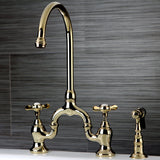 Essex Two-Handle 3-Hole Deck Mount Bridge Kitchen Faucet with Brass Side Sprayer