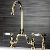 Bel-Air Two-Handle 3-Hole Deck Mount Bridge Kitchen Faucet with Brass Side Sprayer