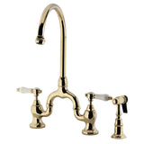 Bel-Air Two-Handle 3-Hole Deck Mount Bridge Kitchen Faucet with Brass Side Sprayer