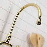 English Country Two-Handle 3-Hole Deck Mount Bridge Kitchen Faucet with Brass Side Sprayer