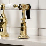 English Country Two-Handle 3-Hole Deck Mount Bridge Kitchen Faucet with Brass Side Sprayer