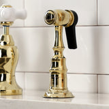 English Country Two-Handle 3-Hole Deck Mount Bridge Kitchen Faucet with Brass Side Sprayer