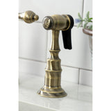 English Country Two-Handle 3-Hole Deck Mount Bridge Kitchen Faucet with Brass Side Sprayer