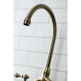 English Country Two-Handle 3-Hole Deck Mount Bridge Kitchen Faucet with Brass Side Sprayer