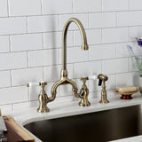 Bel-Air Two-Handle 3-Hole Deck Mount Bridge Kitchen Faucet with Brass Side Sprayer