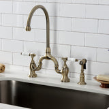 Bel-Air Two-Handle 3-Hole Deck Mount Bridge Kitchen Faucet with Brass Side Sprayer