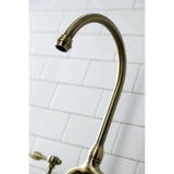 Tudor Two-Handle 3-Hole Deck Mount Bridge Kitchen Faucet with Brass Side Sprayer