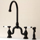 Bel-Air Two-Handle 3-Hole Deck Mount Bridge Kitchen Faucet with Brass Side Sprayer