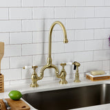 Bel-Air Two-Handle 3-Hole Deck Mount Bridge Kitchen Faucet with Brass Side Sprayer