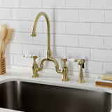 Bel-Air Two-Handle 3-Hole Deck Mount Bridge Kitchen Faucet with Brass Side Sprayer