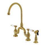 Bel-Air Two-Handle 3-Hole Deck Mount Bridge Kitchen Faucet with Brass Side Sprayer