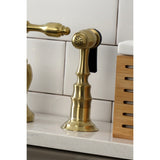 Tudor Two-Handle 3-Hole Deck Mount Bridge Kitchen Faucet with Brass Side Sprayer