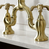 French Country Two-Handle 3-Hole Deck Mount Bridge Kitchen Faucet with Brass Side Sprayer