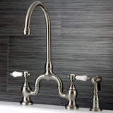 Bel-Air Two-Handle 3-Hole Deck Mount Bridge Kitchen Faucet with Brass Side Sprayer