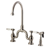 Bel-Air Two-Handle 3-Hole Deck Mount Bridge Kitchen Faucet with Brass Side Sprayer