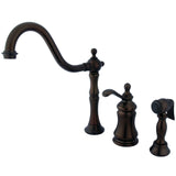 Templeton Single-Handle 3-Hole Deck Mount Widespread Kitchen Faucet with Brass Sprayer