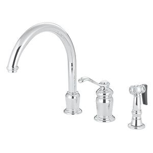 Templeton Single-Handle 3-Hole Deck Mount Widespread Kitchen Faucet with Brass Sprayer