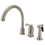 Templeton Single-Handle 3-Hole Deck Mount Widespread Kitchen Faucet with Brass Sprayer