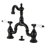 Bel-Air Two-Handle 3-Hole Deck Mount Bridge Bathroom Faucet with Brass Pop-Up