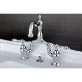 English Country Two-Handle 3-Hole Deck Mount Bridge Bathroom Faucet with Brass Pop-Up