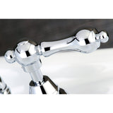 English Country Two-Handle 3-Hole Deck Mount Bridge Bathroom Faucet with Brass Pop-Up