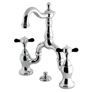 Essex Two-Handle 3-Hole Deck Mount Bridge Bathroom Faucet with Brass Pop-Up