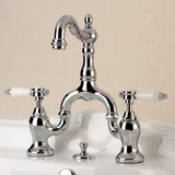 Bel-Air Two-Handle 3-Hole Deck Mount Bridge Bathroom Faucet with Brass Pop-Up