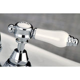 Bel-Air Two-Handle 3-Hole Deck Mount Bridge Bathroom Faucet with Brass Pop-Up