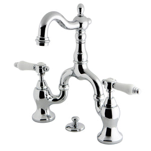 Bel-Air Two-Handle 3-Hole Deck Mount Bridge Bathroom Faucet with Brass Pop-Up