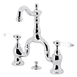 English Country Two-Handle 3-Hole Deck Mount Bridge Bathroom Faucet with Brass Pop-Up