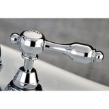 Tudor Two-Handle 3-Hole Deck Mount Bridge Bathroom Faucet with Brass Pop-Up