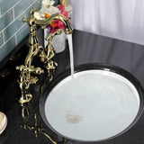 English Country Two-Handle 3-Hole Deck Mount Bridge Bathroom Faucet with Brass Pop-Up