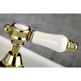 Bel-Air Two-Handle 3-Hole Deck Mount Bridge Bathroom Faucet with Brass Pop-Up