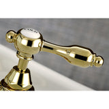 Tudor Two-Handle 3-Hole Deck Mount Bridge Bathroom Faucet with Brass Pop-Up