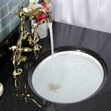 Tudor Two-Handle 3-Hole Deck Mount Bridge Bathroom Faucet with Brass Pop-Up