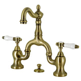 Bel-Air Two-Handle 3-Hole Deck Mount Bridge Bathroom Faucet with Brass Pop-Up