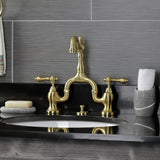 English Country Two-Handle 3-Hole Deck Mount Bridge Bathroom Faucet with Brass Pop-Up