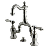 Heirloom Two-Handle 3-Hole Deck Mount Bridge Bathroom Faucet with Brass Pop-Up