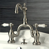 Bel-Air Two-Handle 3-Hole Deck Mount Bridge Bathroom Faucet with Brass Pop-Up