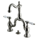 Bel-Air Two-Handle 3-Hole Deck Mount Bridge Bathroom Faucet with Brass Pop-Up