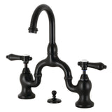 Heirloom Two-Handle 3-Hole Deck Mount Bridge Bathroom Faucet with Brass Pop-Up