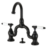 Bel-Air Two-Handle 3-Hole Deck Mount Bridge Bathroom Faucet with Brass Pop-Up