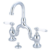 English Country Two-Handle 3-Hole Deck Mount Bridge Bathroom Faucet with Brass Pop-Up